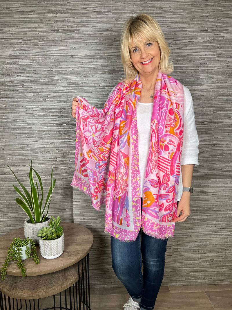 Abigail Floral Scarf Candy Pink