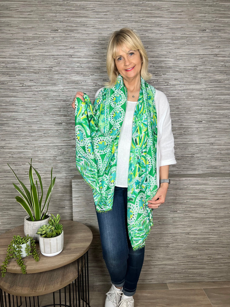 Fifi Floral Scarf Green