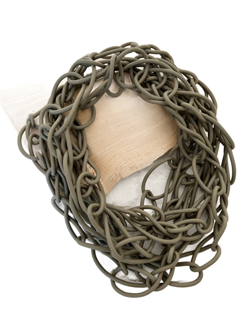 Petra Long Rubber Chain Necklace Taupe