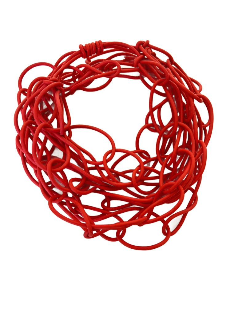Petra Long Rubber Chain Necklace Red