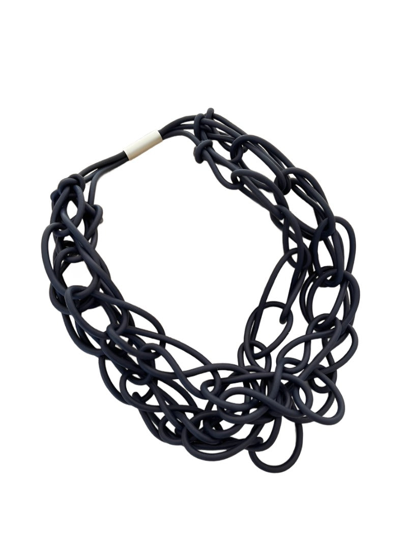 Petra Rubber Chain Necklace Navy