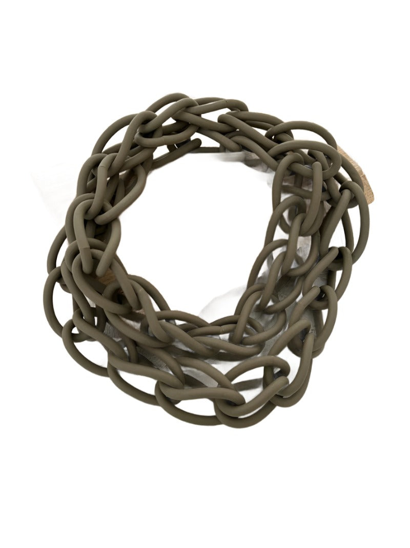Long Rubber Chunky Chain Necklace Taupe