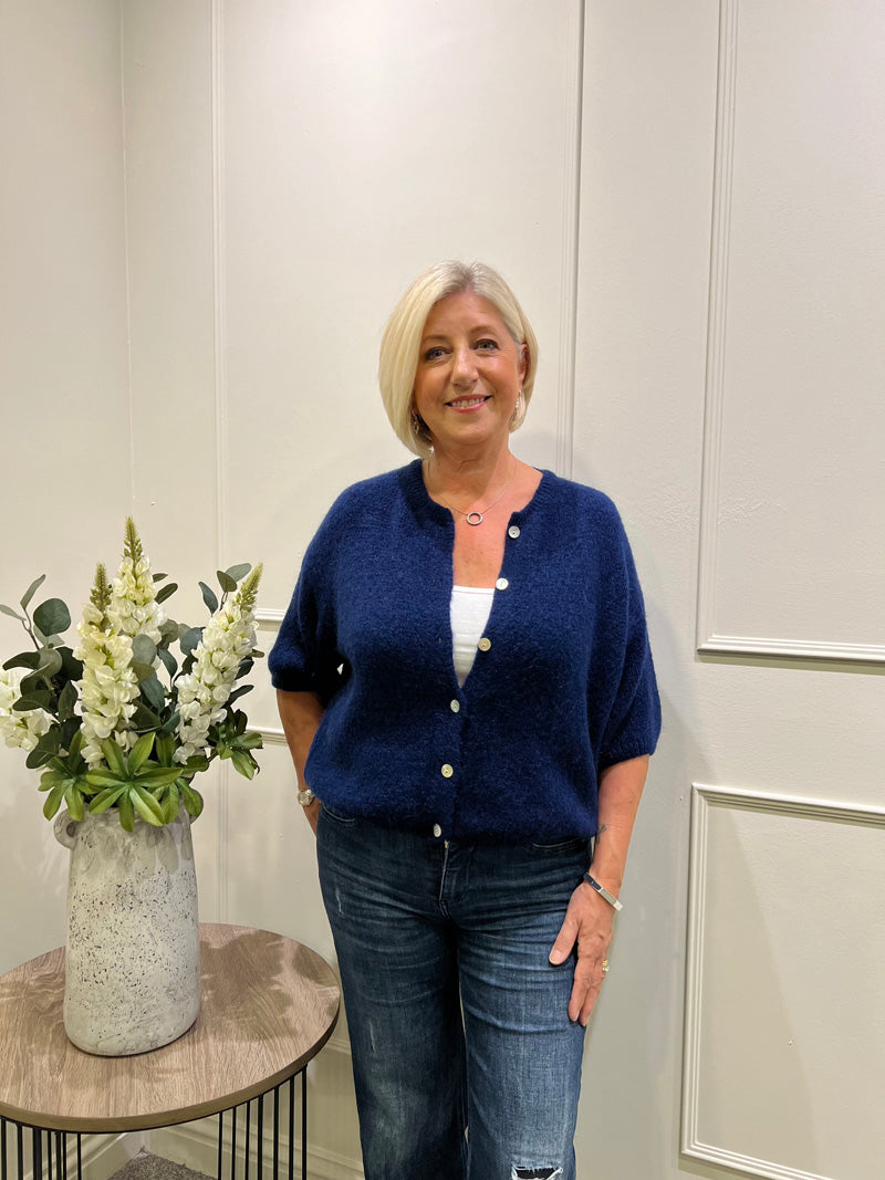 Navy mohair cardigan 2025