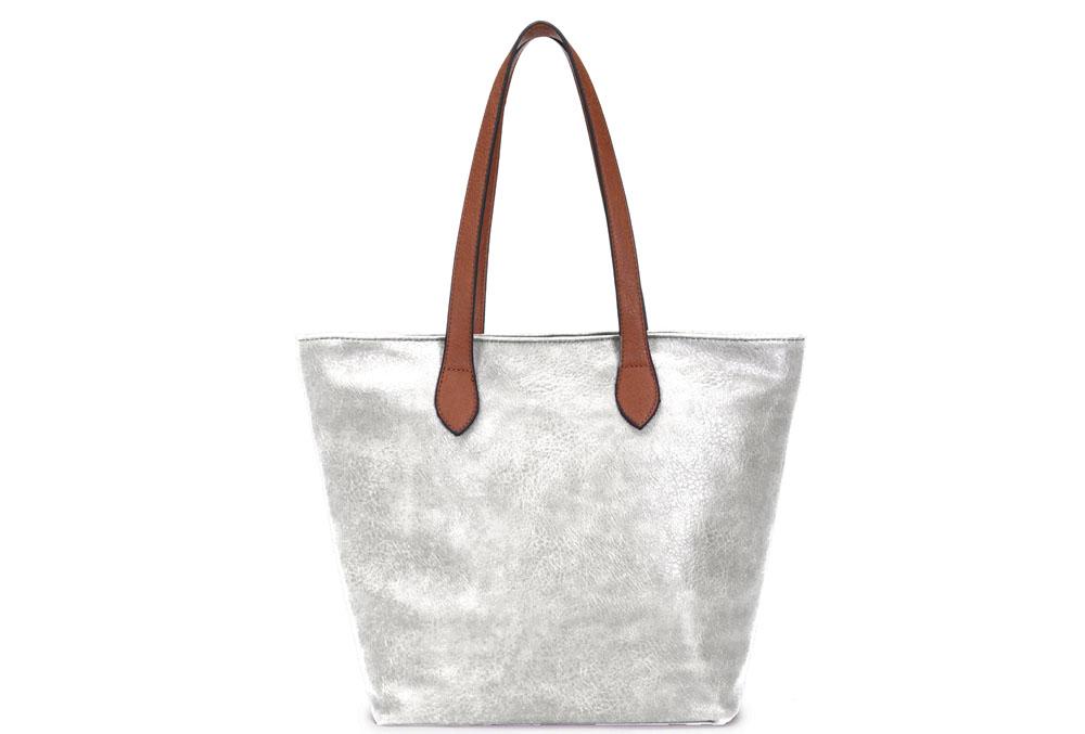 Emily Silver Shopper Handbag