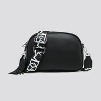 Triple Zip Camera Handbag With Strap Black