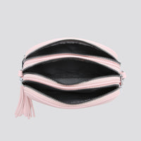 Triple Zip Camera Handbag With Strap Black