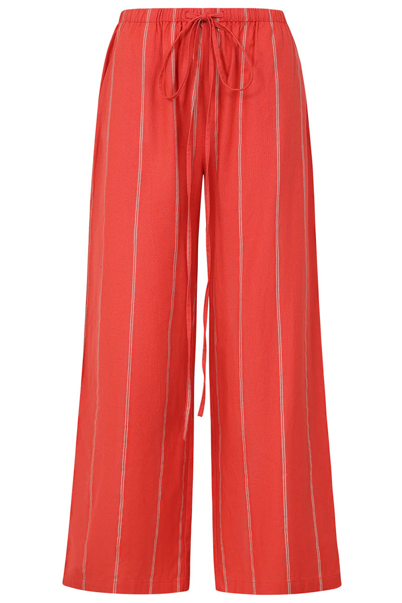 ALICE COLLINS Stripe Wide Leg Trousers Red
