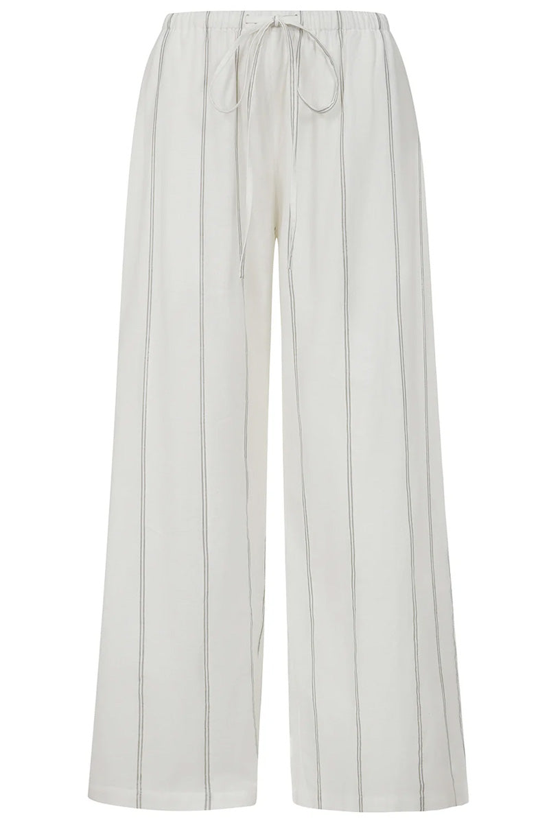 ALICE COLLINS Stripe Wide Leg Trousers White/Grey