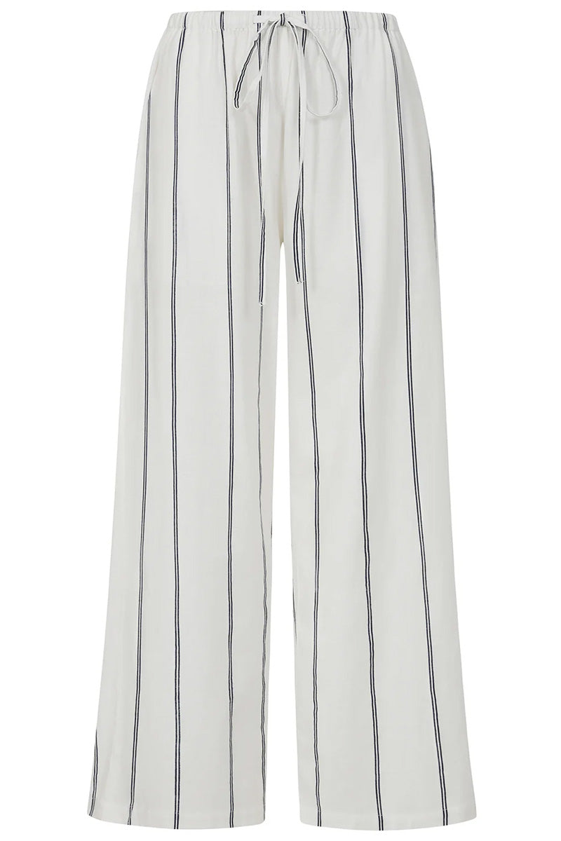 ALICE COLLINS Stripe Wide Leg Trousers White/Midnight