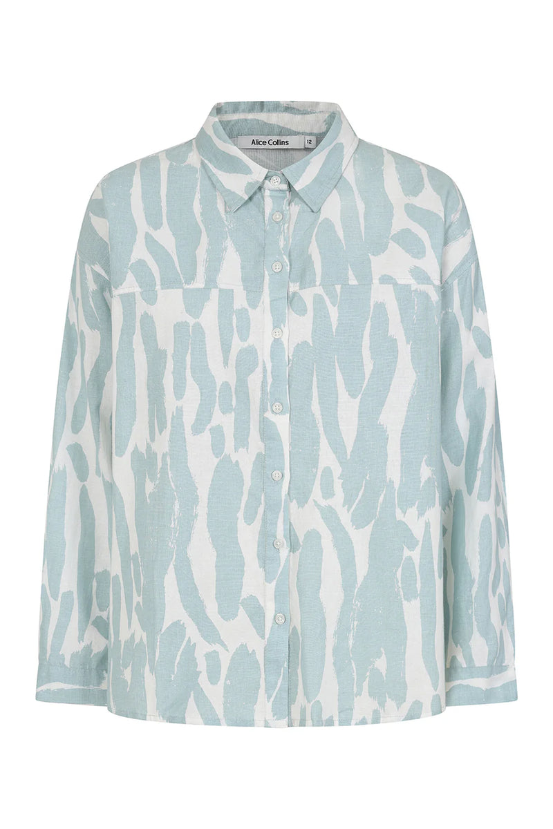 ALICE COLLINS Beth Brush Strokes Shirt Duck Egg