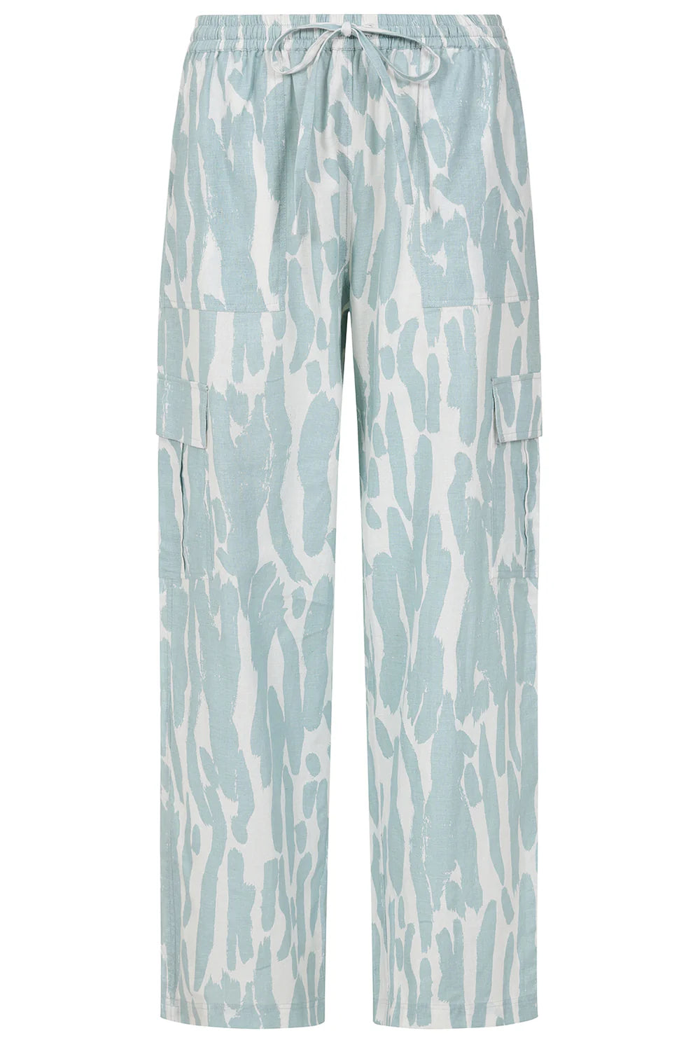 ALICE COLLINS Beth Brush Strokes Trousers Duck Egg