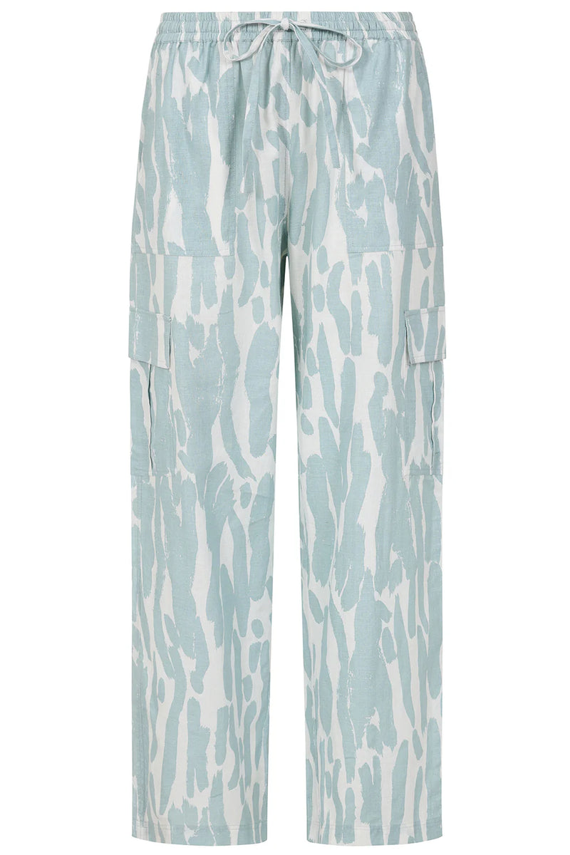 ALICE COLLINS Beth Brush Strokes Trousers Duck Egg