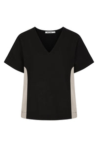 ALICE COLLINS Contrast Stripe Top Black