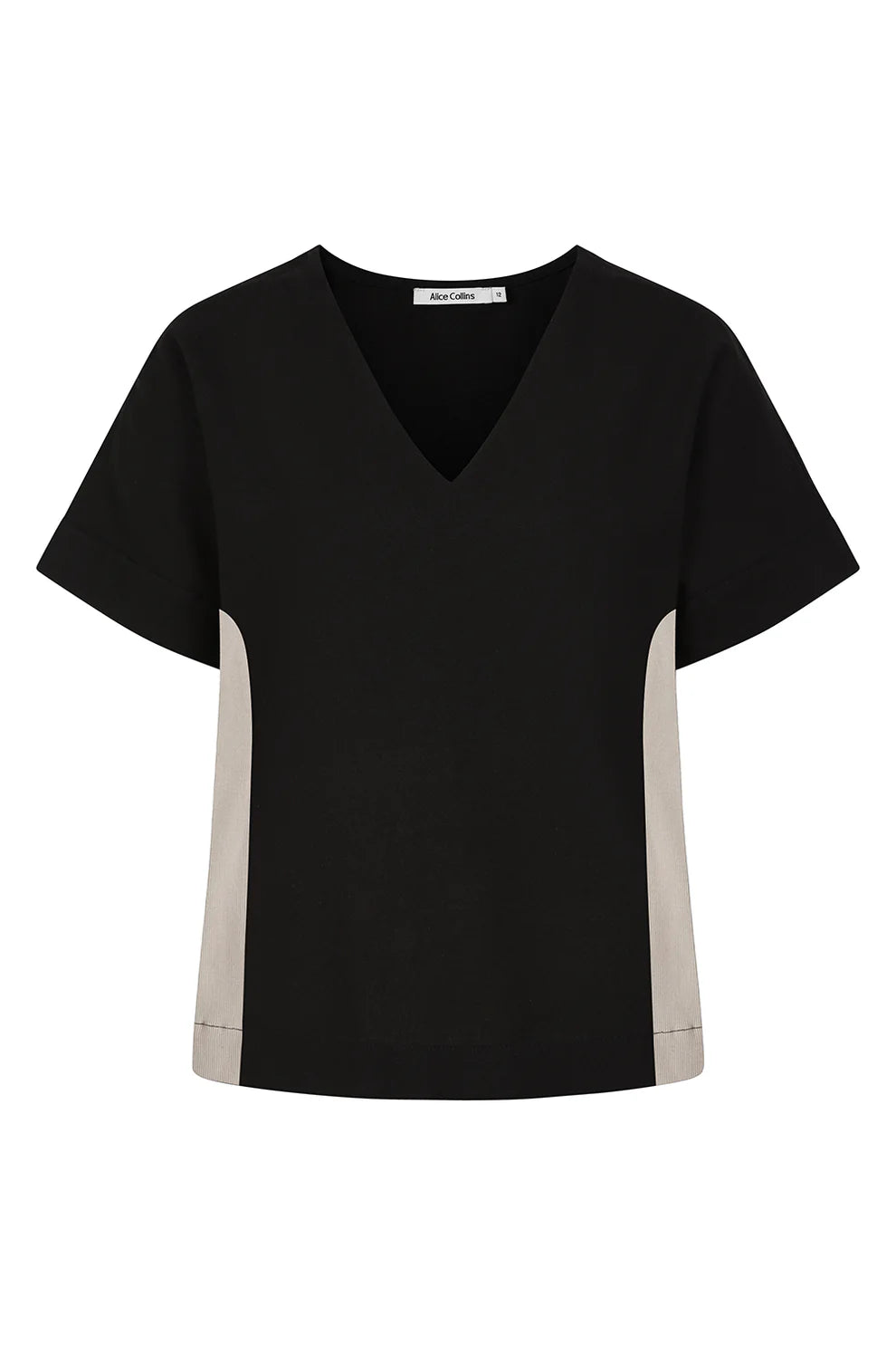 ALICE COLLINS Contrast Stripe Top Black