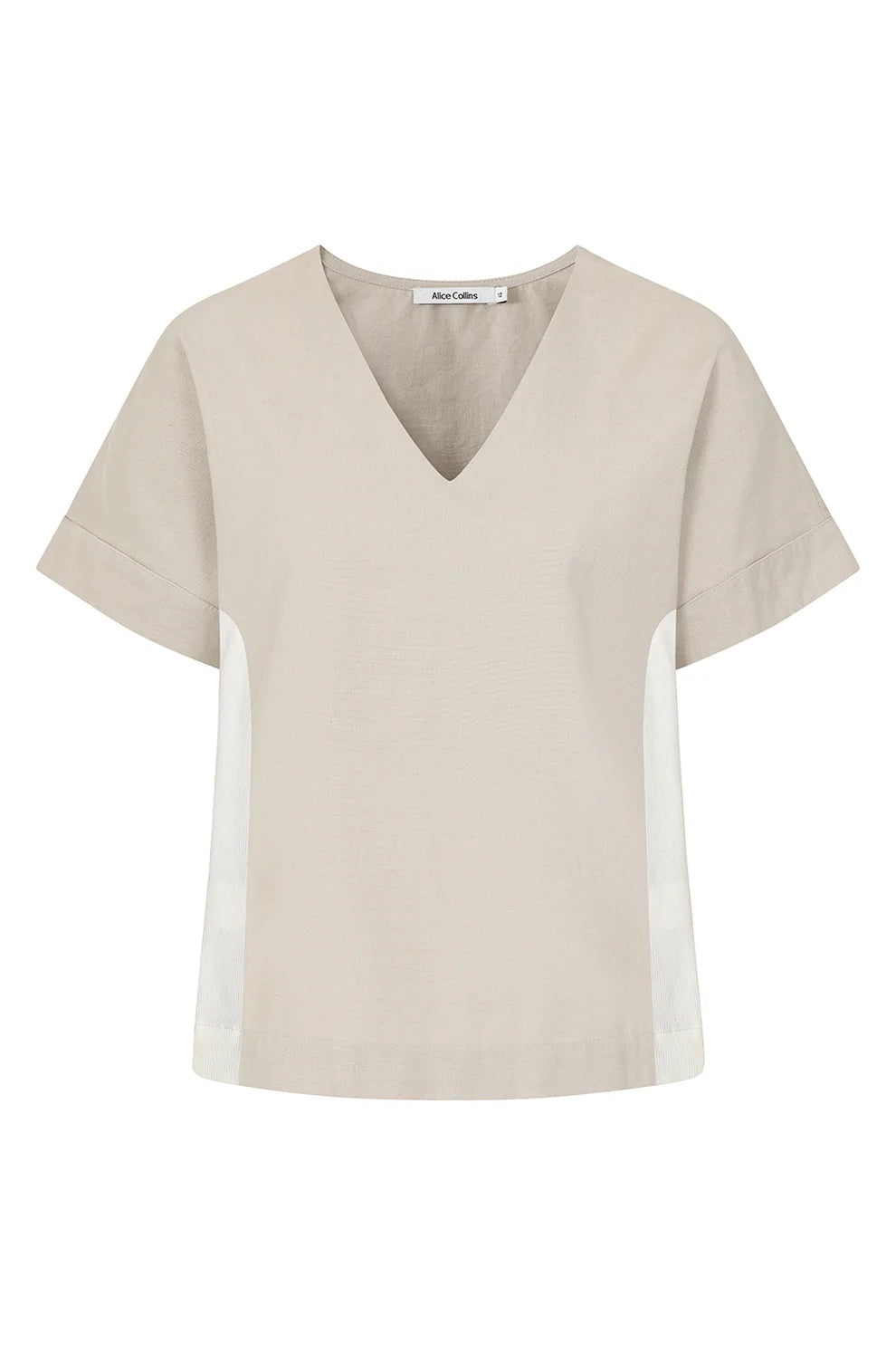 ALICE COLLINS Contrast Stripe Top Feather