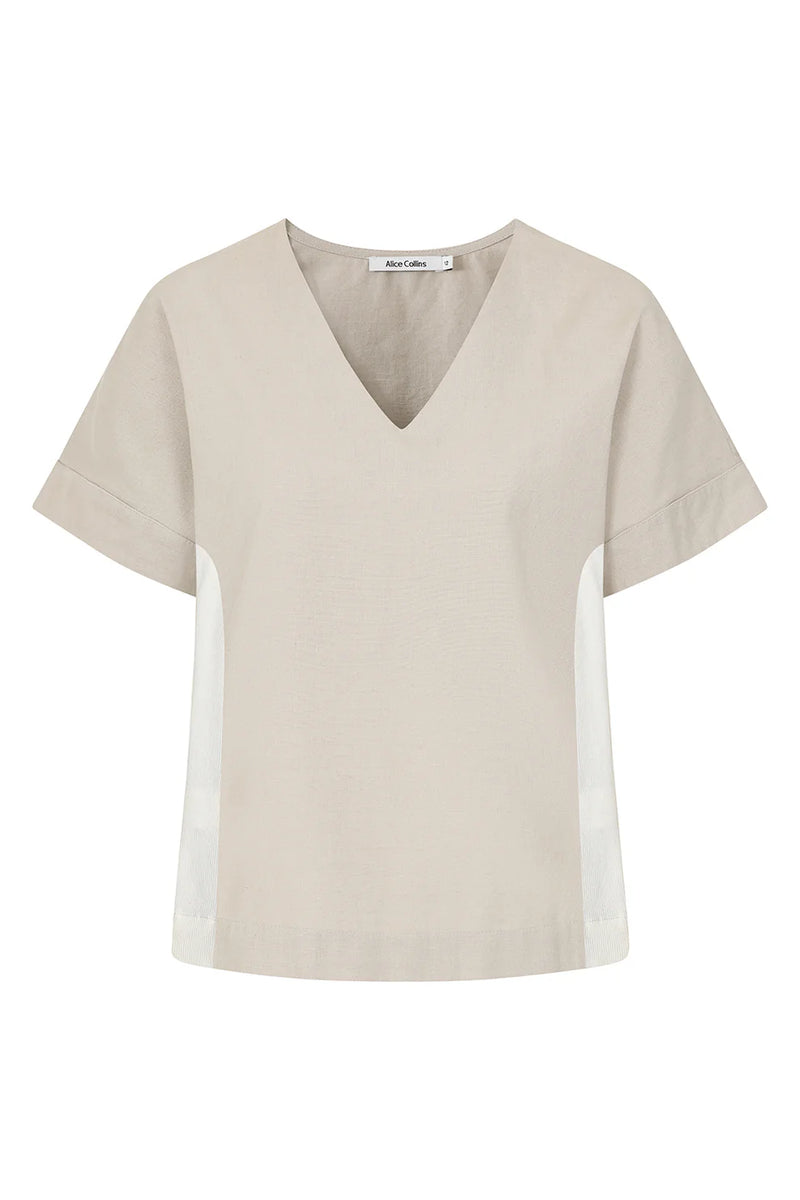 ALICE COLLINS Contrast Stripe Top Feather