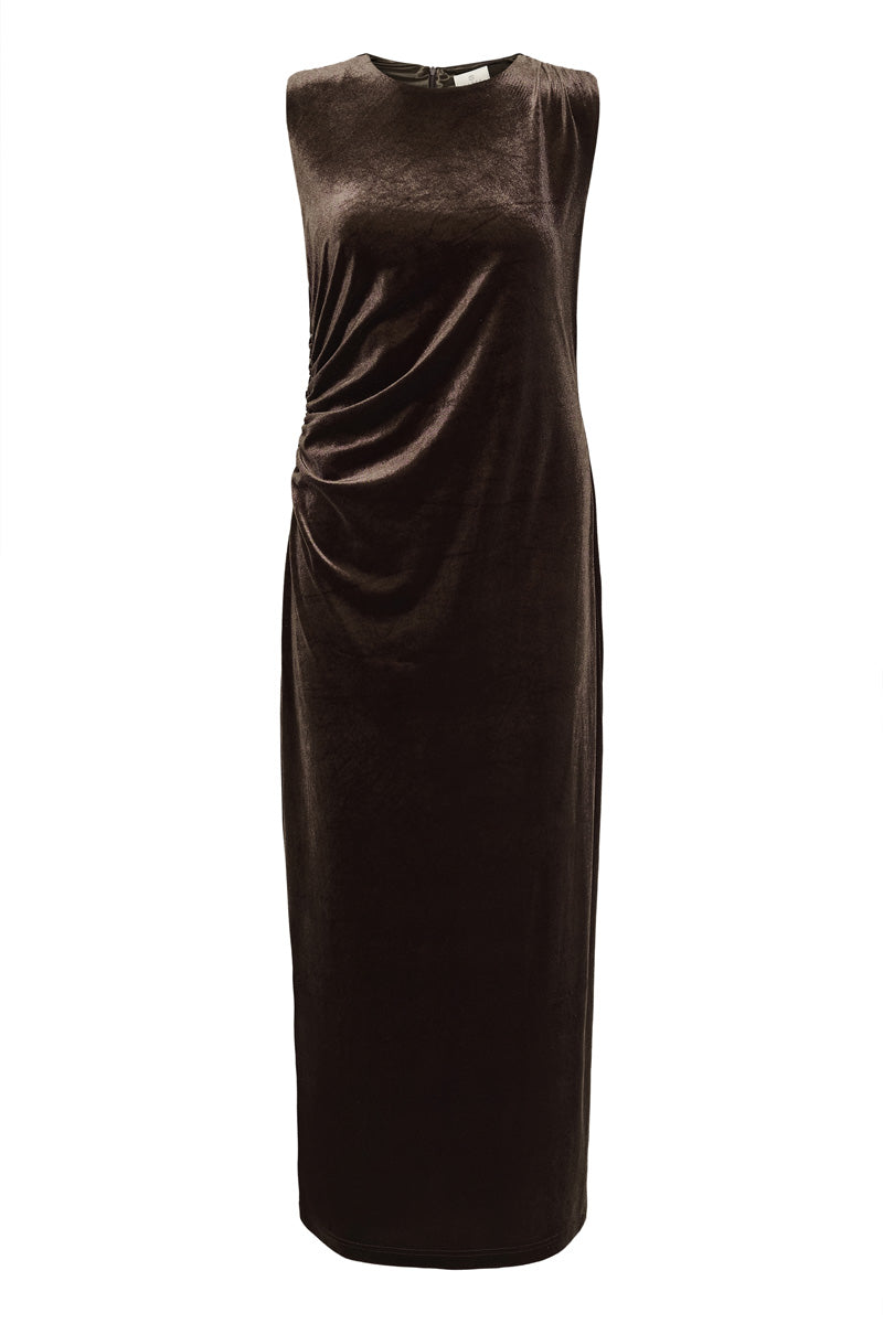KAFFE KAkelly Velour Dress-Black Coffee
