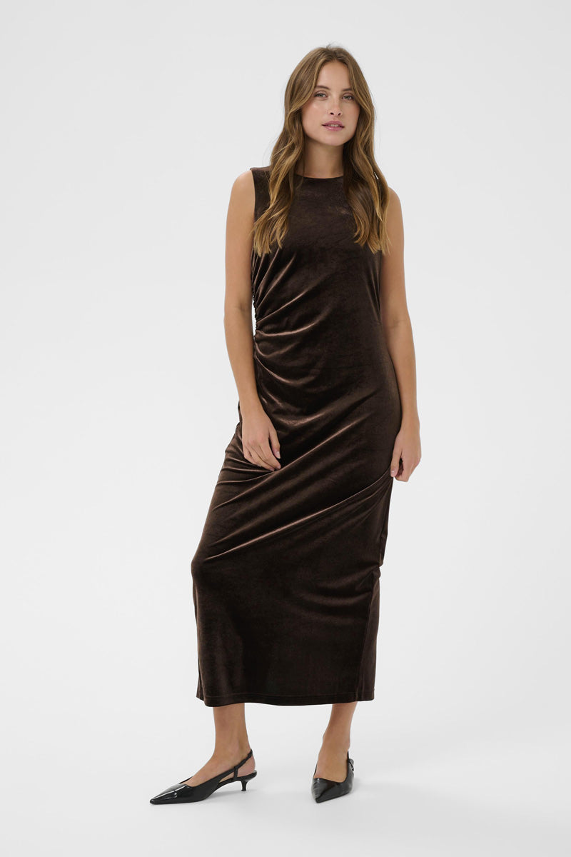 KAFFE KAkelly Velour Dress-Black Coffee