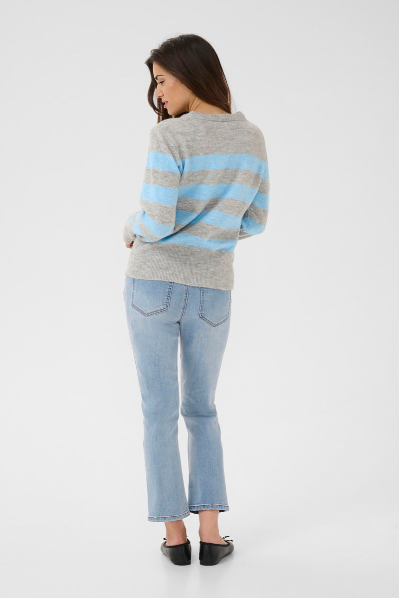 KAFFE KAniel Stripe Pullover Grey/Blue Melange