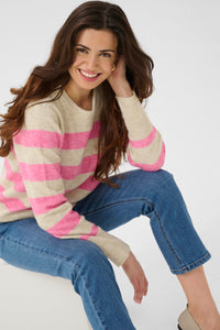 KAFFE KAniel Stripe Pullover Feather Grey/Pink