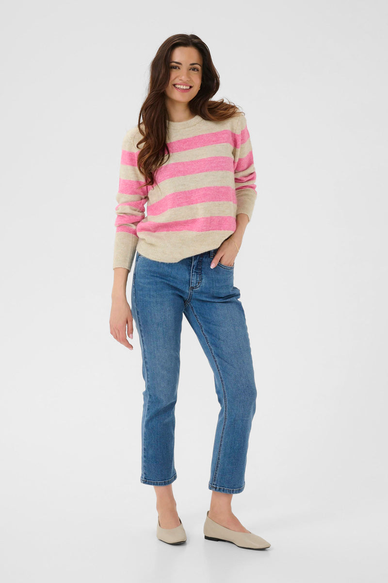 KAFFE KAniel Stripe Pullover Feather Grey/Pink