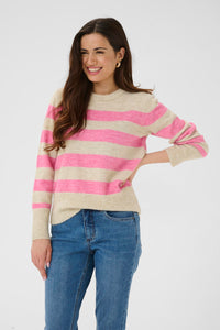 KAFFE KAniel Stripe Pullover Feather Grey/Pink