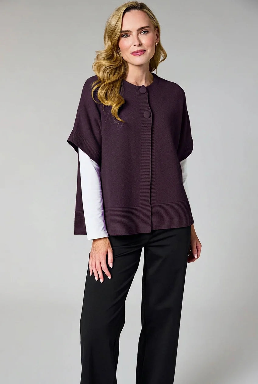 DECK Short Sleeve Cardigan Mulberry