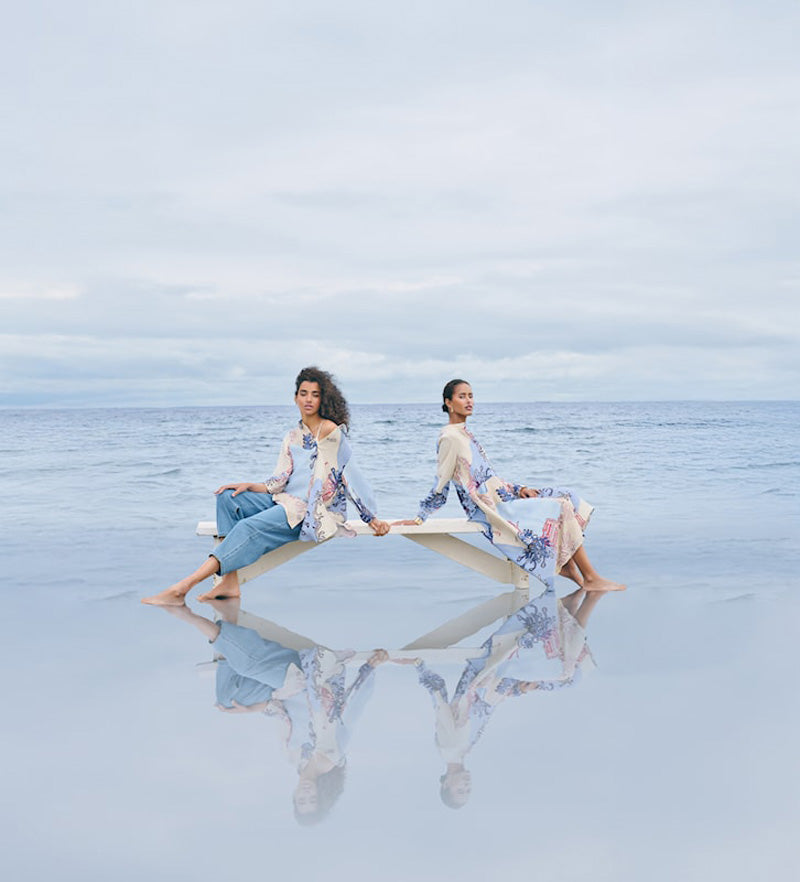 NOEN Print Blouse-Blue