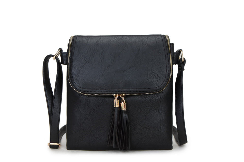 Tara Tassle Crossbody Handbag Black