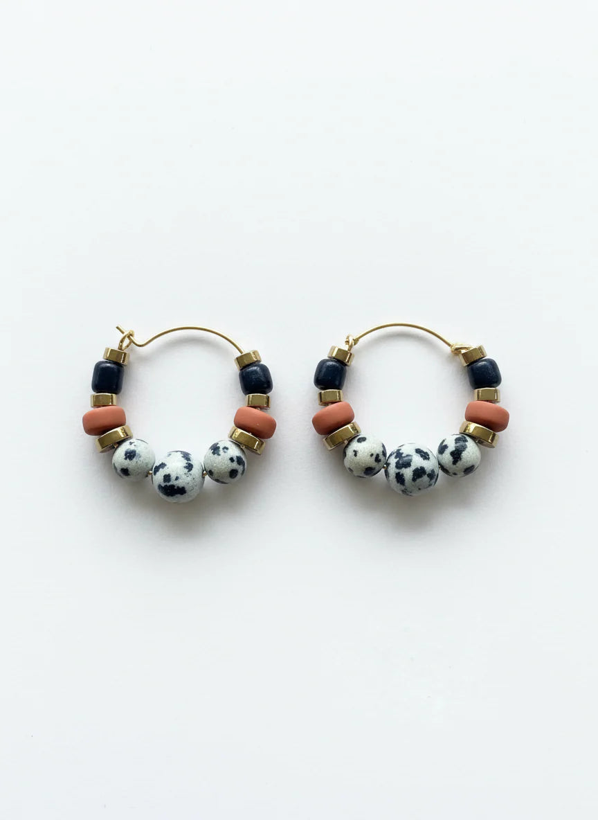 GIST Dalmatian/Jasper/Sandstone Gold Plated Hoops