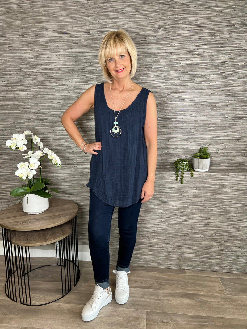 Lori Sleeveless Top Navy
