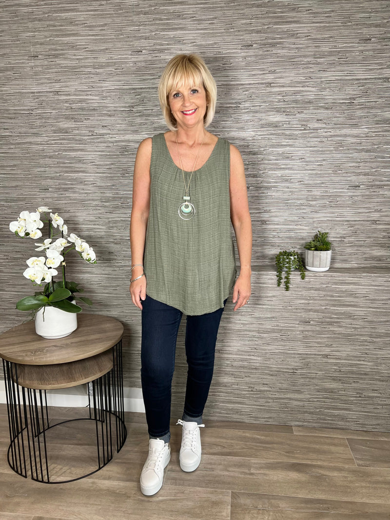 Lori Sleeveless Top Khaki