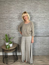 Jasmin Leaf Print Palazzo Trousers Taupe 8-14