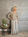 Jasmin Leaf Print Palazzo Trousers Taupe 8-14
