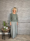 Jasmin Leaf Print Palazzo Trousers Khaki 8-14