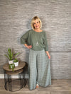 Jasmin Leaf Print Palazzo Trousers Khaki 8-14