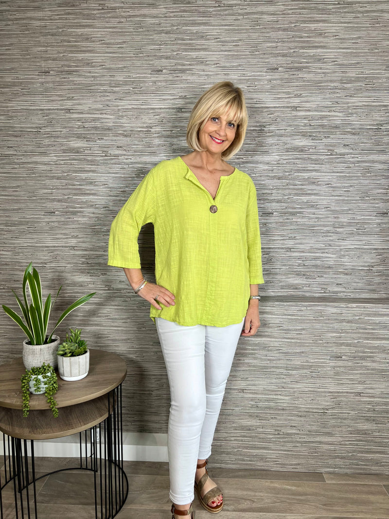 Joni Cotton Shirt-Lemon