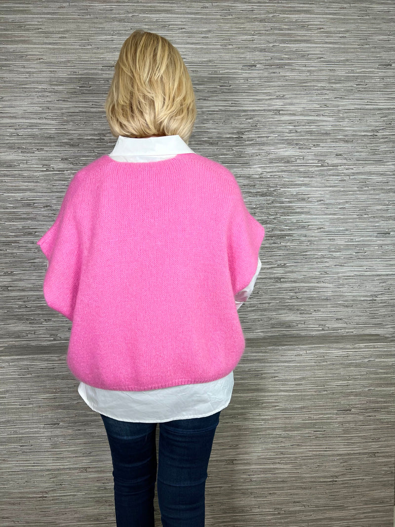 Mohair Crop Layering Sweater Fuchsia