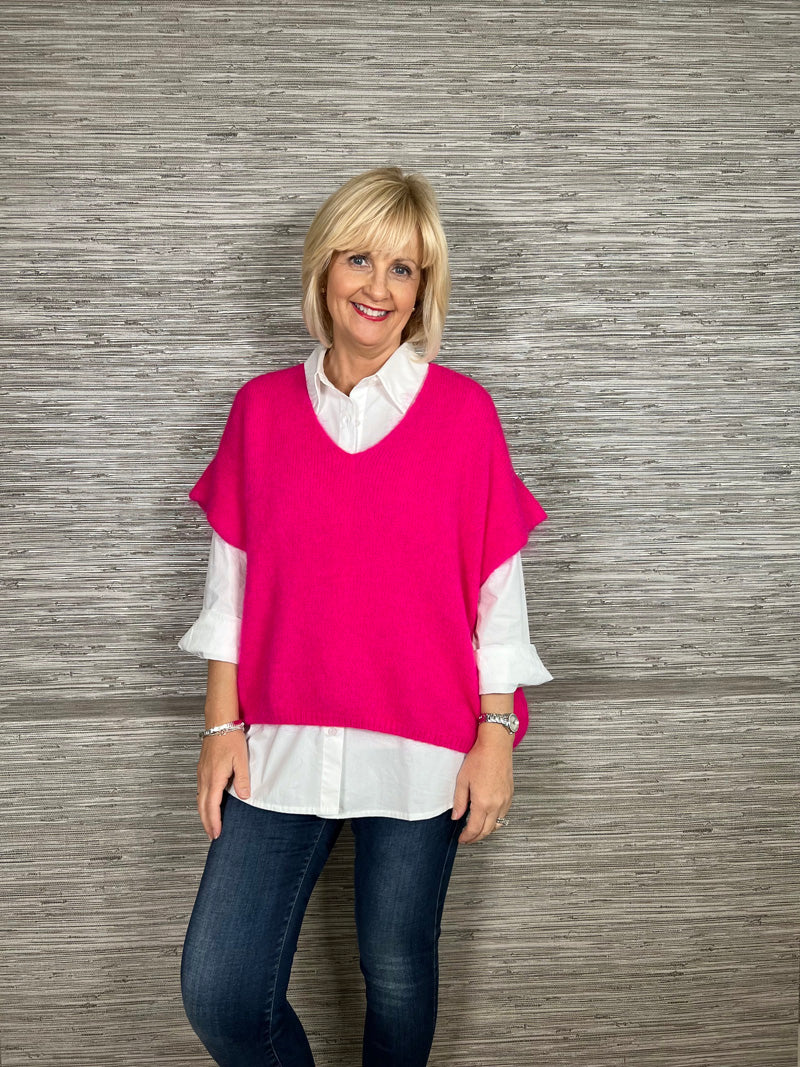 Mohair Crop Layering Sweater Fuchsia