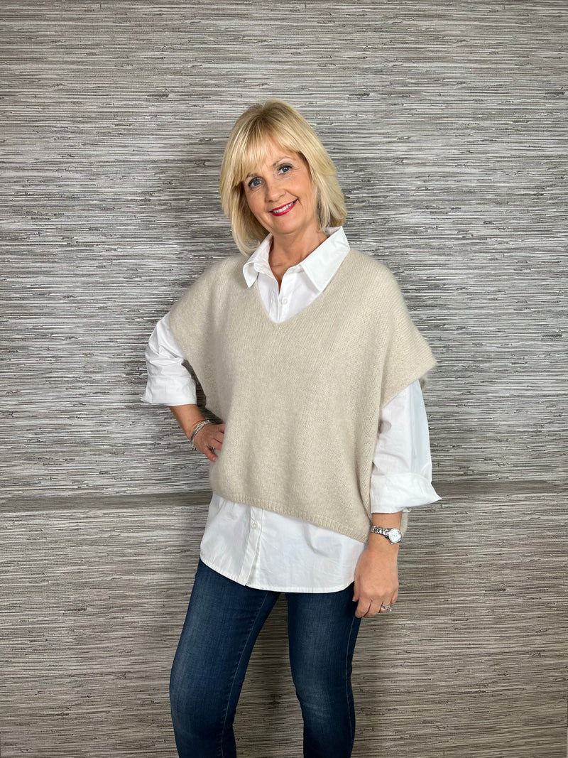 Mohair Crop Layering Sweater Stone