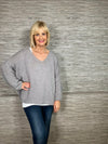 Avril V-Neck Mohair Sweater Pale Grey