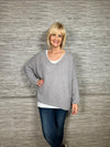 Avril V-Neck Mohair Sweater Pale Grey