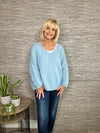 Avril V-Neck Mohair Sweater Pale Blue