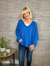 Avril V-Neck Mohair Sweater Bright Blue