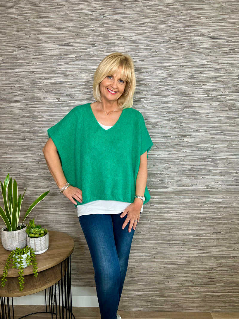Mohair Crop Layering Sweater Emerald
