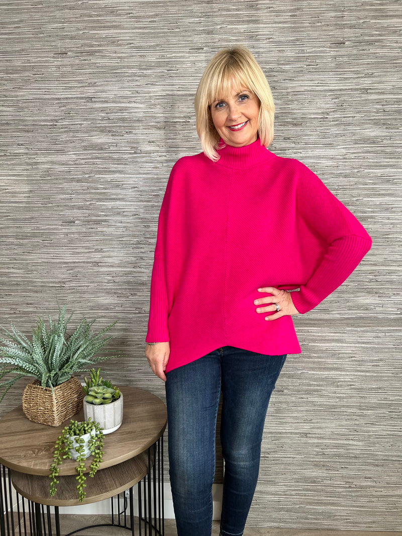 Bonnie V Front Sweater Fuchsia