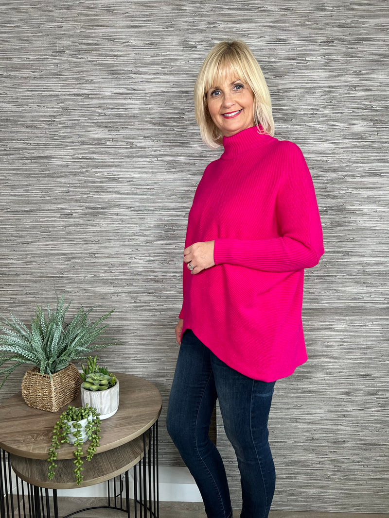 Bonnie V Front Sweater Fuchsia