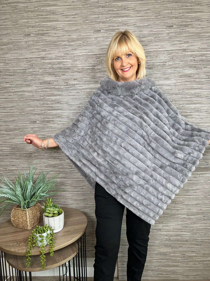 Carmen Faux Fur Poncho Mocha