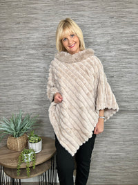 Carmen Faux Fur Poncho Taupe