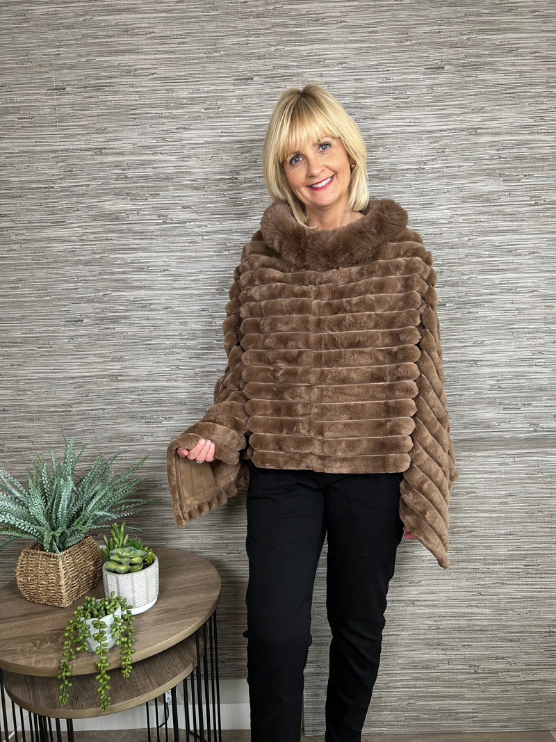 Carmen Faux Fur Poncho Winter White